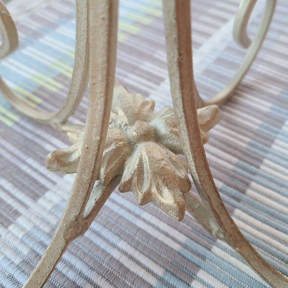 Vintage Metal Art Tall Candle Stand Candle Holder Gold Wrought Iron Shabby Chic - Picture 4 of 9